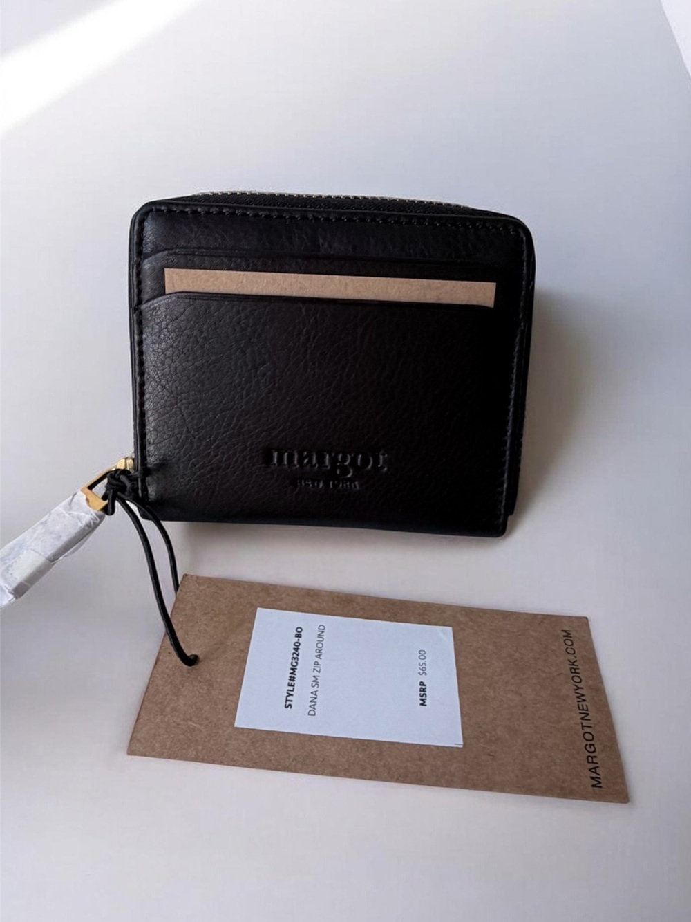 $65 Margot Black Leather Zip Card Wallet